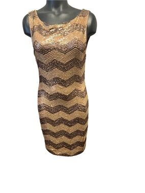 Authentic Alice&Oliva Sequin Chevron Tank Dress in Champagne and Bronze